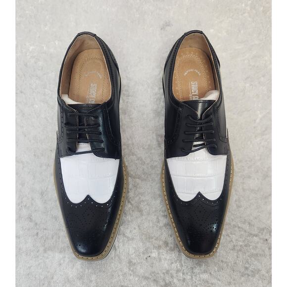 NWT STACY ADAMS Beaumont Mens Black & White Wingtip Oxford Shoes-Size 8.5M main image 10